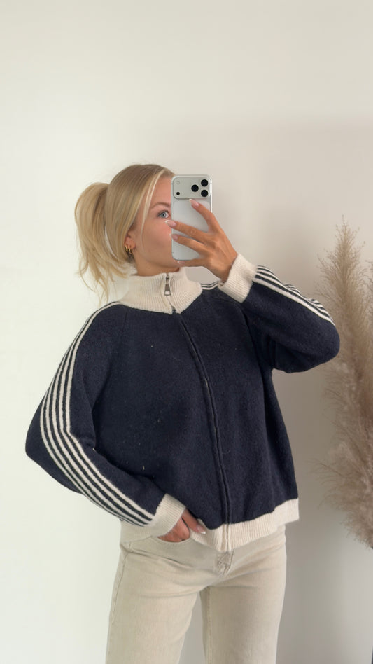 Zip Cardigan mit Streifen