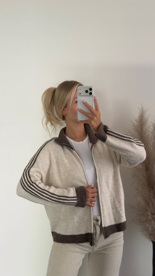 Zip Cardigan mit Streifen