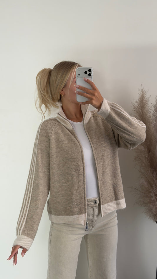 Zip Cardigan mit Streifen