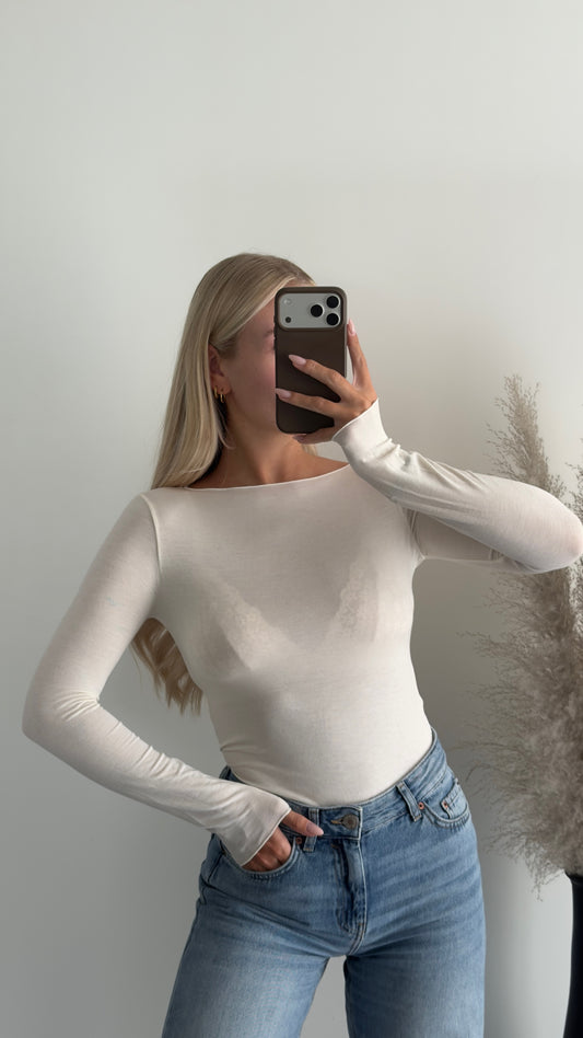 Kaschmir langarm Shirt in weiß
