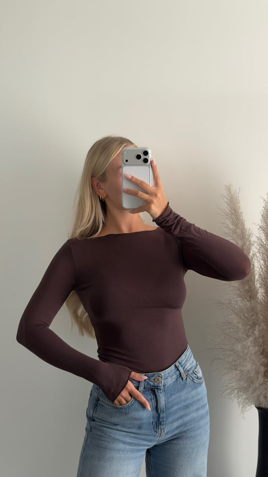 Kaschmir langarm Shirt in braun