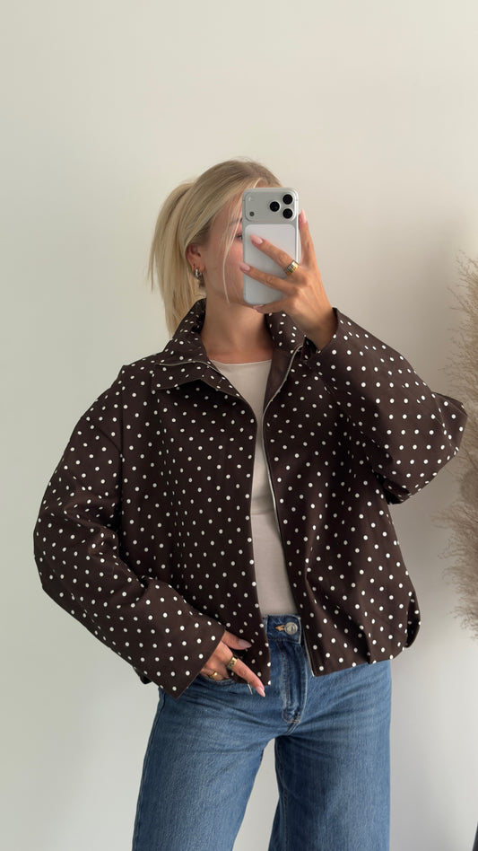 Jacke mit Polka Dots in braun