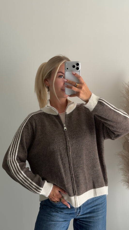 Zip Cardigan mit Streifen