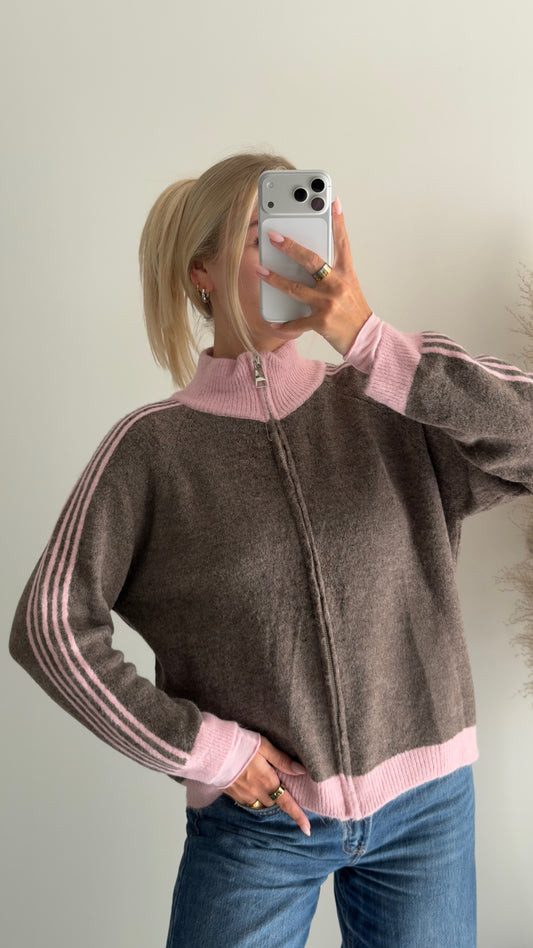 Zip Cardigan mit Streifen