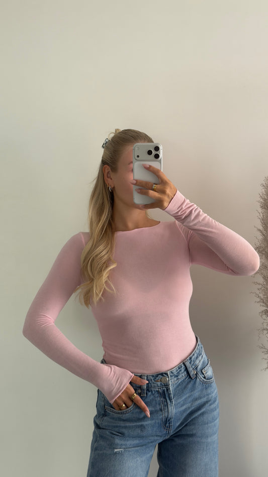 Kaschmir langarm Shirt in rosa